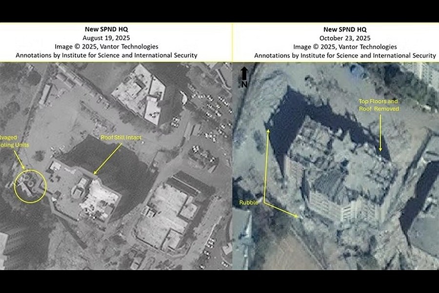 تصویر موسسه علوم و امنیت بین‌المللی: جمهوری اسلامی در حال پاکسازی ساختمان اصلی سپند در تهران است