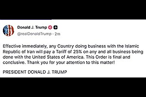 ترامپ تعرفه ۲۵ درصدی برای کشورهایی که با جمهوری اسلامی تجارت می‌کنند، وضع کرد
